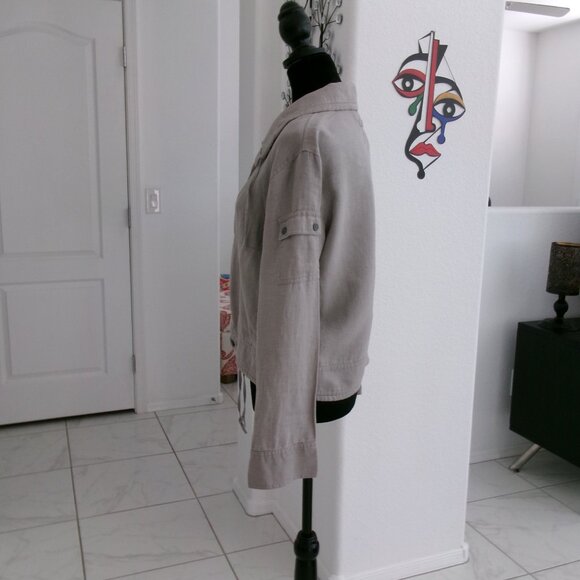 L.O.G.G. Grey Linen Button Down Jacket Large Pockets Washable S Collared Gray - Picture 5 of 12